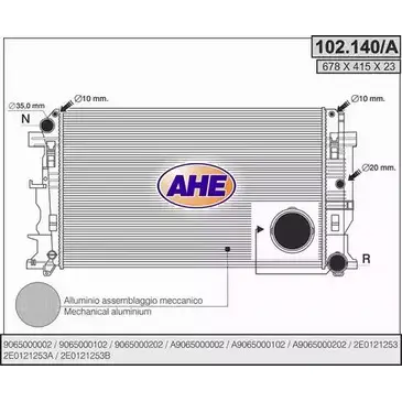Радиатор охлаждения двигателя AHE 102.14 0/A 4PJ03FL 102.140/A 2924504