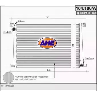 Радиатор охлаждения двигателя AHE 2924601 1 04.106/A 104.106/A TB6SJQ изображение 0