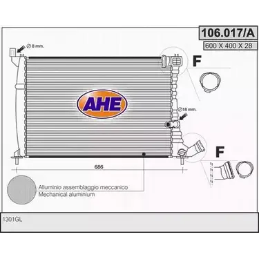 Радиатор охлаждения двигателя AHE 106 .017/A 106.017/A 2924664 OOJUFNE изображение 0