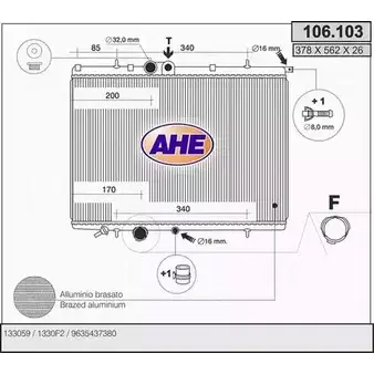 Радиатор охлаждения двигателя AHE 106 .103 106.103 UUFU1 2924706 изображение 0