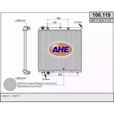 Радиатор охлаждения двигателя AHE 106.11 9 BBNA0E0 2924714 106.119 изображение 0