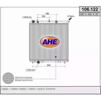 Радиатор охлаждения двигателя AHE 106 .122 CFMQJJB 106.122 2924716 изображение 0