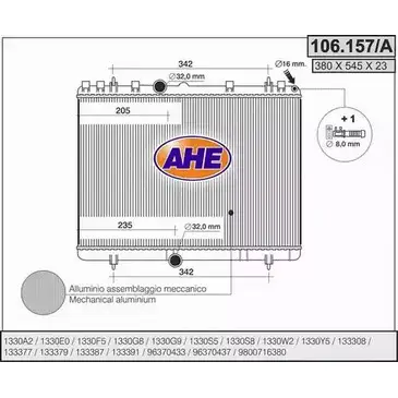 Радиатор охлаждения двигателя AHE 1 06.157/A 2924736 AFG6TEJ 106.157/A изображение 0