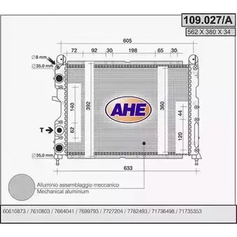 Радиатор охлаждения двигателя AHE TTJXK3P 2924809 109.027/A 109 .027/A