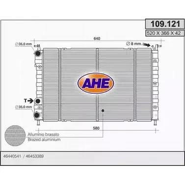 Радиатор охлаждения двигателя AHE 109.121 2924864 1 09.121 AN7VPSD