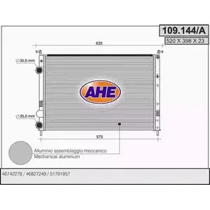 Радиатор охлаждения двигателя AHE 2924880 109.144/A HSD OPM P4BH9F изображение 0