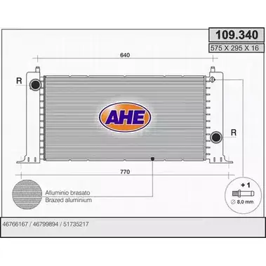 Радиатор охлаждения двигателя AHE 109.340 2924918 109.3 40 F3ESGI2 изображение 0