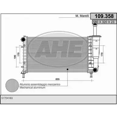 Радиатор охлаждения двигателя AHE 109.358 2924933 1 09.358 Q1ZNYZS