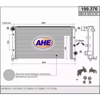 Радиатор охлаждения двигателя AHE M6VMZ 1 09.376 2924950 109.376