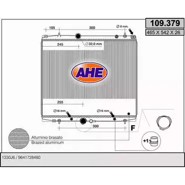 Радиатор охлаждения двигателя AHE T3471W 109.37 9 109.379 2924952 изображение 0