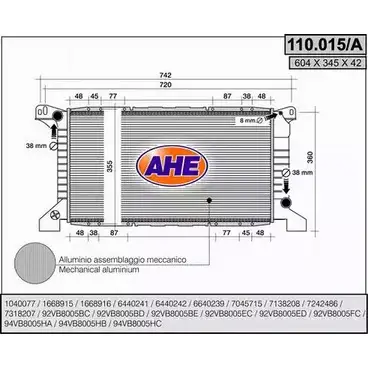 Радиатор охлаждения двигателя AHE 110.015/A 11 0.015/A ZTK6H 2925014 изображение 0