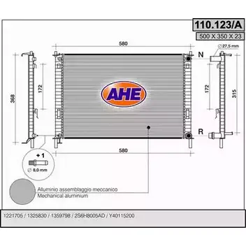 Радиатор охлаждения двигателя AHE 2925066 I9MY1YX 110.1 23/A 110.123/A