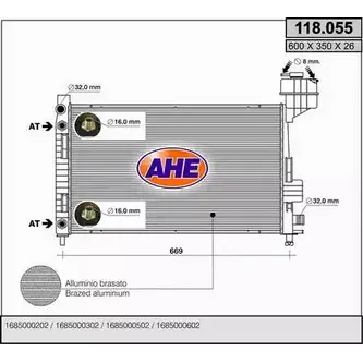 Радиатор охлаждения двигателя AHE 2925364 118. 055 JRA56CT 118.055 изображение 0