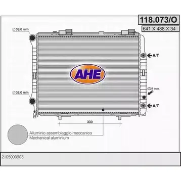 Радиатор охлаждения двигателя AHE 11 8.073/O 7BFTM 118.073/O 2925380 изображение 0