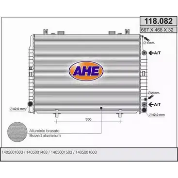 Радиатор охлаждения двигателя AHE XOL7K 118.082 2925384 11 8.082 изображение 0