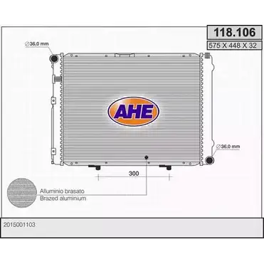 Радиатор охлаждения двигателя AHE 118.1 06 118.106 2925392 M4093 изображение 0