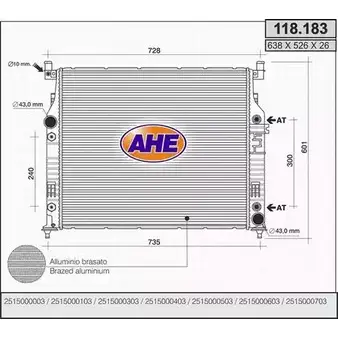 Радиатор охлаждения двигателя AHE 2925427 118.183 PPMCM4E 11 8.183 изображение 0