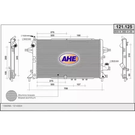 Радиатор охлаждения двигателя AHE 121.125 121.1 25 2925670 TVH5Z изображение 0