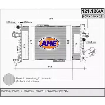 Радиатор охлаждения двигателя AHE 12 1.126/A ZIMTRNI 2925671 121.126/A