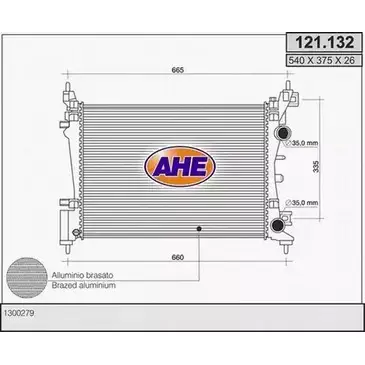 Радиатор охлаждения двигателя AHE 12 1.132 2925678 121.132 T255P изображение 0