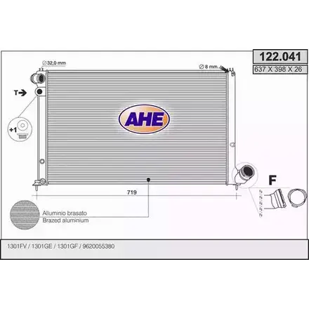 Радиатор охлаждения двигателя AHE 122.0 41 B3GUYD 122.041 2925735