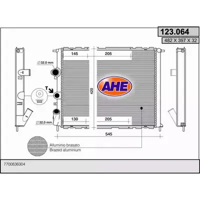 Радиатор охлаждения двигателя AHE RG372JM 12 3.064 2925800 123.064