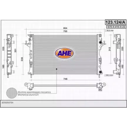 Радиатор охлаждения двигателя AHE 123124/A 123.124/ A 2925836 123.124/A