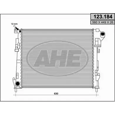 Радиатор охлаждения двигателя AHE 1 23.184 P2VJTG 2925888 123.184