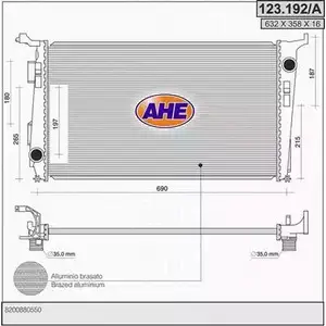 Радиатор охлаждения двигателя AHE 123.192/A 123.192/ A 2925900 C8YH72R изображение 0