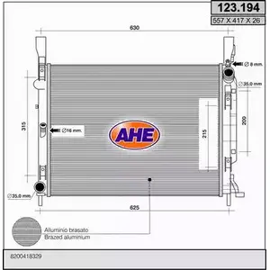 Радиатор охлаждения двигателя AHE 123.194 2925903 123. 194 K6WUPP изображение 0