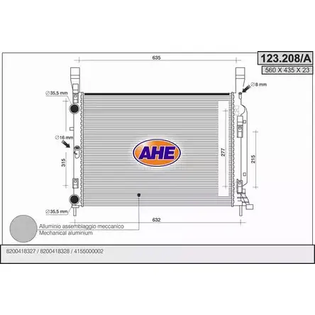 Радиатор охлаждения двигателя AHE LZW07B 2925920 123.208/A 123. 208/A изображение 0