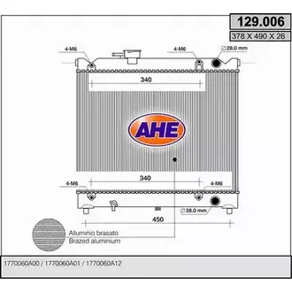 Радиатор охлаждения двигателя AHE 1 29.006 5UHOGYX 129.006 2925984