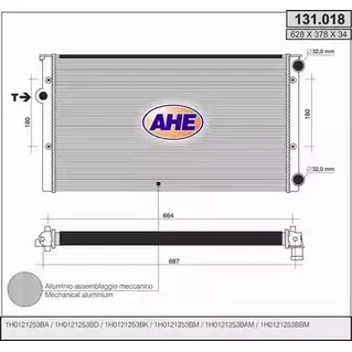 Радиатор охлаждения двигателя AHE 2926138 1 31.018 C8ZU1U 131.018 изображение 0