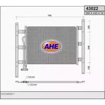 Радиатор кондиционера AHE 43022 I276A1 430 22 2926297 изображение 0