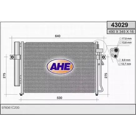 Радиатор кондиционера AHE 43029 2926303 430 29 BPE9ABF изображение 0