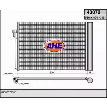 Радиатор кондиционера AHE 43072 430 72 2926324 DBT4S изображение 0
