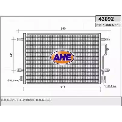 Радиатор кондиционера AHE 4 3092 2926341 RB0SF 43092 изображение 0