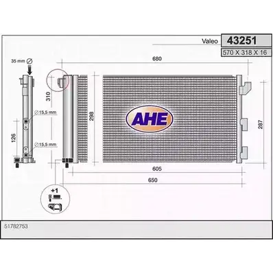 Радиатор кондиционера AHE 2926429 43251 591LPH 4 3251 изображение 0