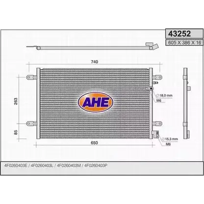 Радиатор кондиционера AHE 4325 2 2926430 43252 GSQS5E8 изображение 0