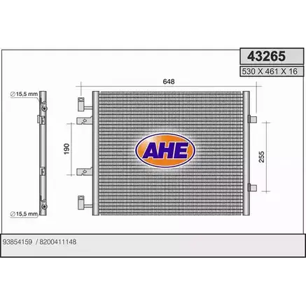 Радиатор кондиционера AHE 2926441 43265 94EI7BX 432 65