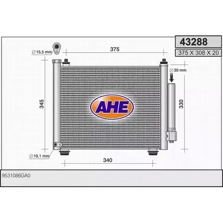 Радиатор кондиционера AHE 43288 432 88 2926464 RWD621C изображение 0