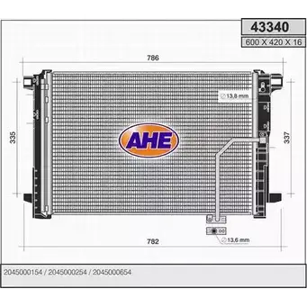 Радиатор кондиционера AHE Q3UPTWK 433 40 43340 2926503 изображение 0