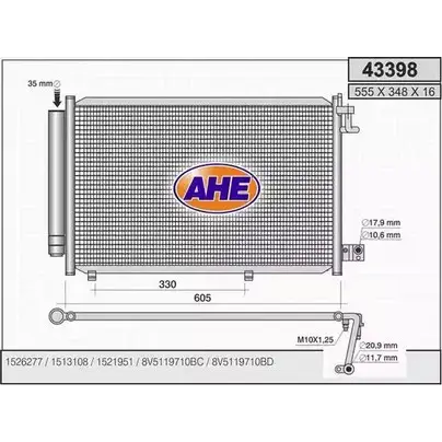 Радиатор кондиционера AHE 4 3398 UXONV 43398 2926551 изображение 0