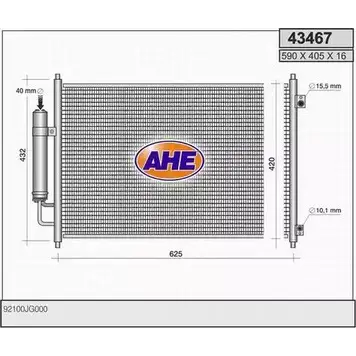 Радиатор кондиционера AHE 2926610 4 3467 43467 41B3WC изображение 0