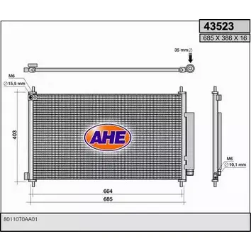 Радиатор кондиционера AHE 2926665 43523 Y4CZHGH 4 3523