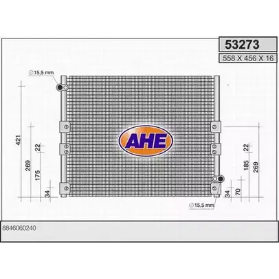 Радиатор кондиционера AHE 532 73 53273 6A8WEN3 2926845