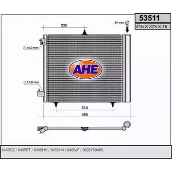 Радиатор кондиционера AHE 53511 5 3511 2926938 AAJ7NVD изображение 0