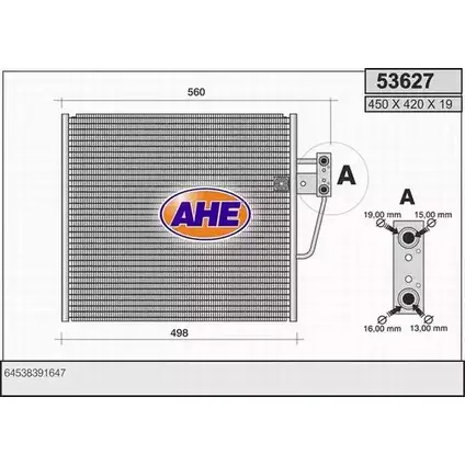 Радиатор кондиционера AHE 5 3627 2926975 BWUX7 53627 изображение 0