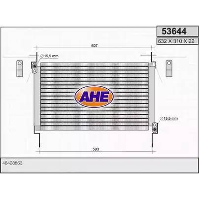 Радиатор кондиционера AHE 2926981 53 644 53644 TP3AWQ изображение 0