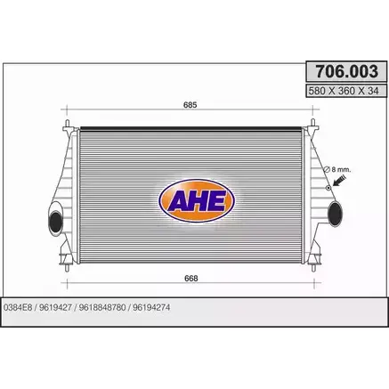 Интеркулер AHE 706.003 706.00 3 EA585NL 2927745
